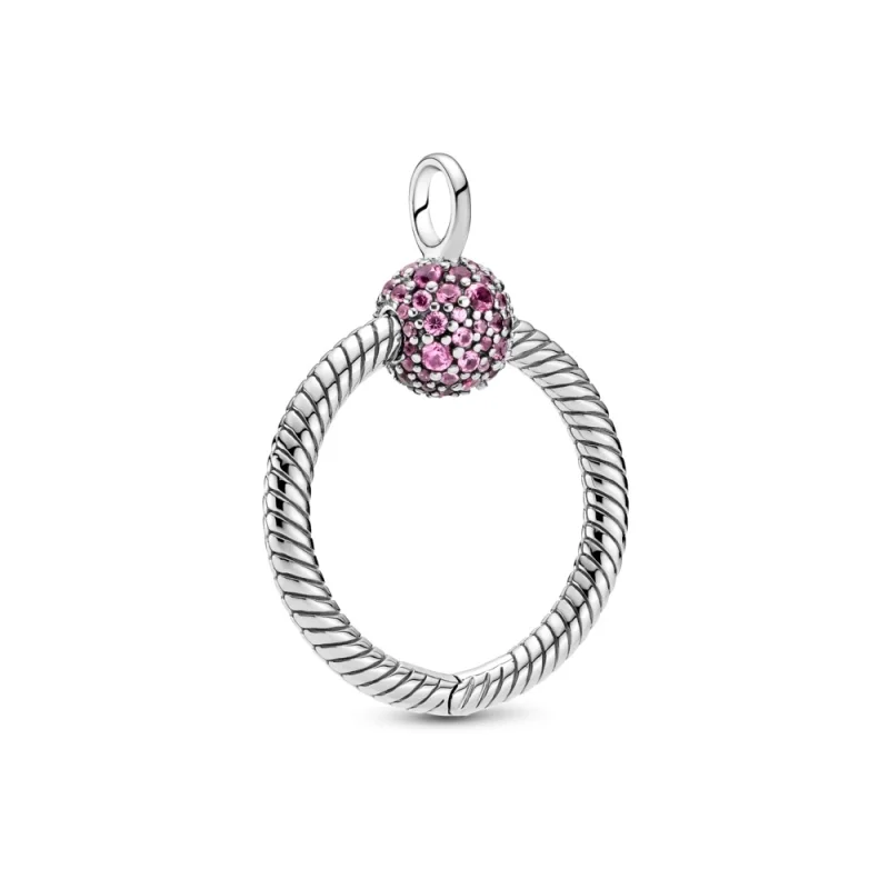 (image for) Pandora Moments Small Pink Pavé O Pendant - 399097C02 - Product Image