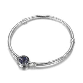 Pandora Moments Sparkling Blue Disc Clasp Snake Chain Bracelet - 599288C01 Pandora Moments Sparkling Blue Disc Clasp Snake Chain Bracelet - 599288C01
