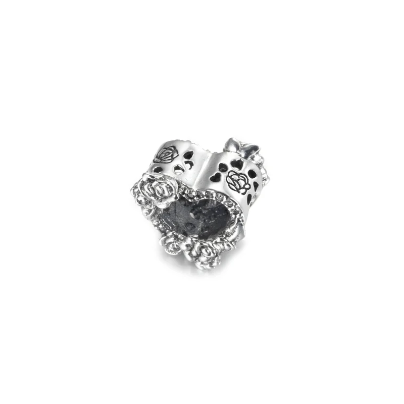 (image for) PANDORA Open Heart & Rose Flowers Charm - 799281C01 - View 2