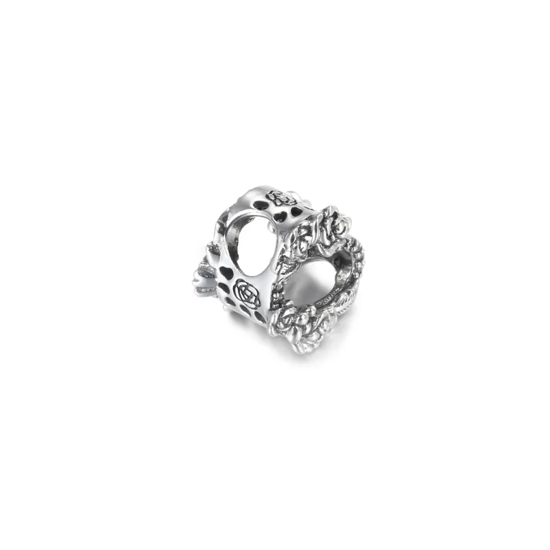 (image for) PANDORA Open Heart & Rose Flowers Charm - 799281C01 - View 3