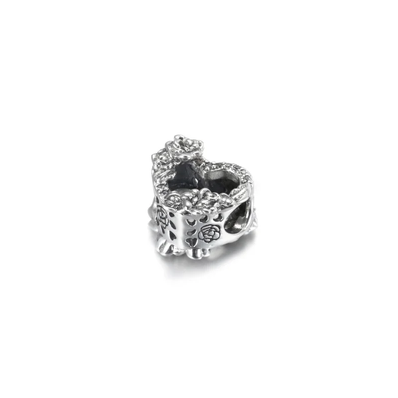 (image for) PANDORA Open Heart & Rose Flowers Charm - 799281C01 - View 5