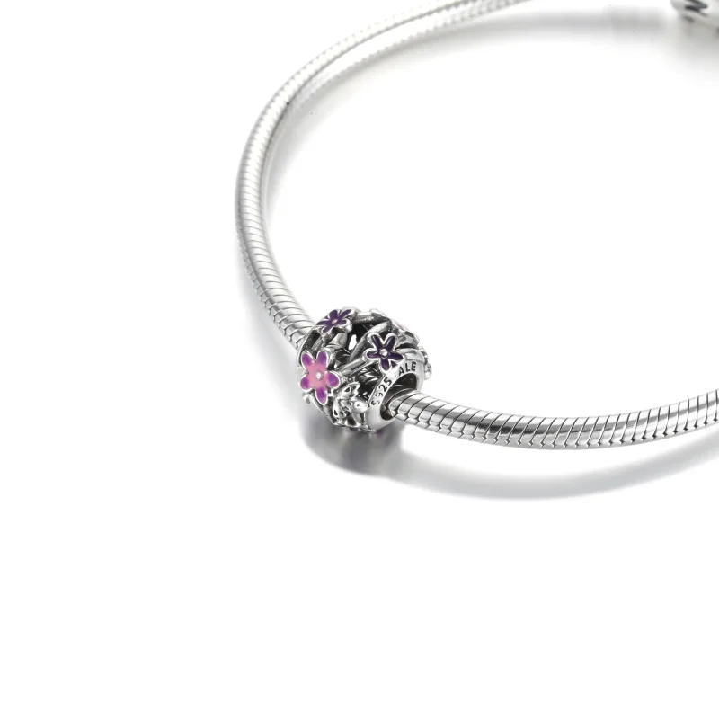 (image for) PANDORA Openwork Purple Daisy Charm - 798772C02 - View 5