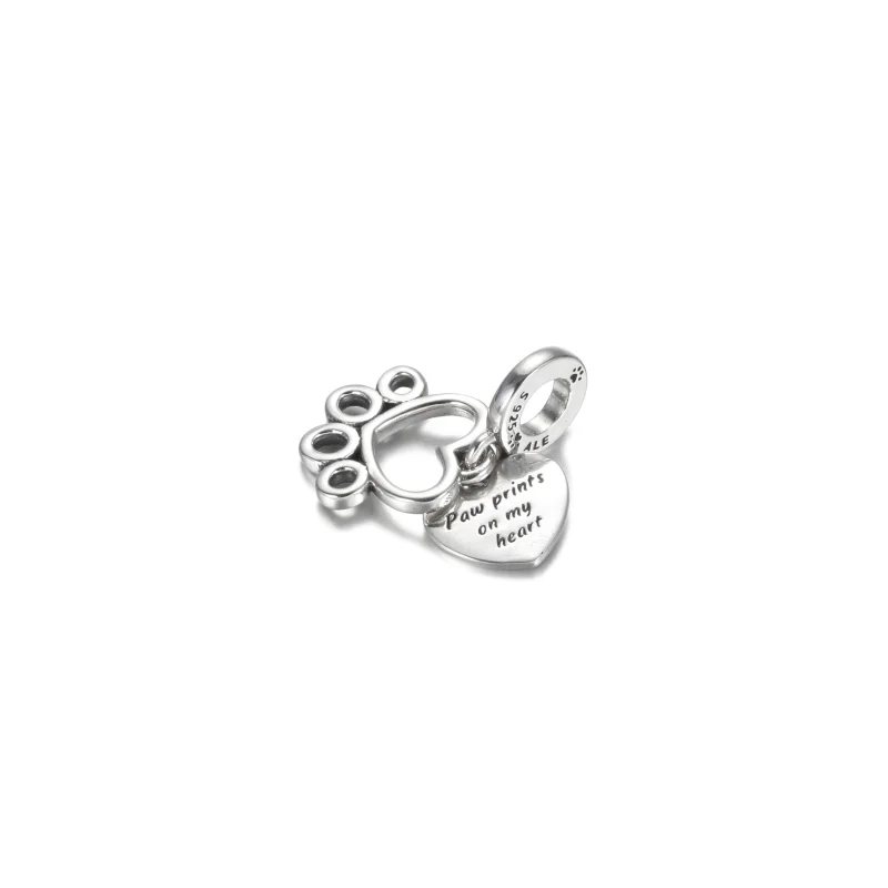 (image for) PANDORA Paw Prints On My Heart Charm - 799360C00 - View 2