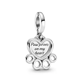 PANDORA Paw Prints On My Heart Charm - 799360C00 PANDORA Paw Prints On My Heart Charm - 799360C00