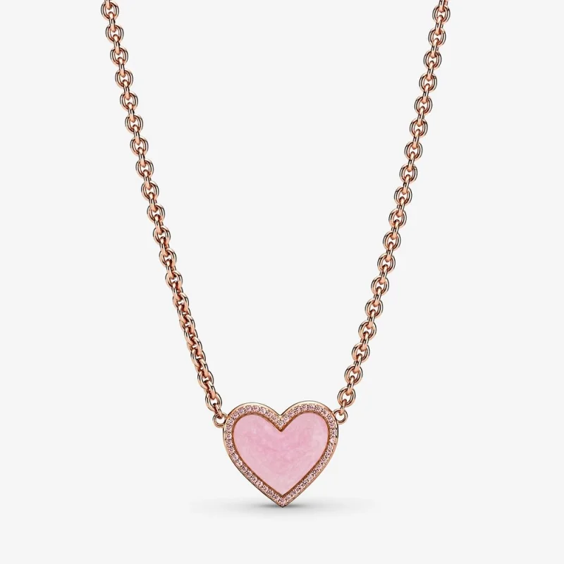 (image for) PANDORA Pink Swirl Heart Collier Necklace - 389279C01 - Product Image