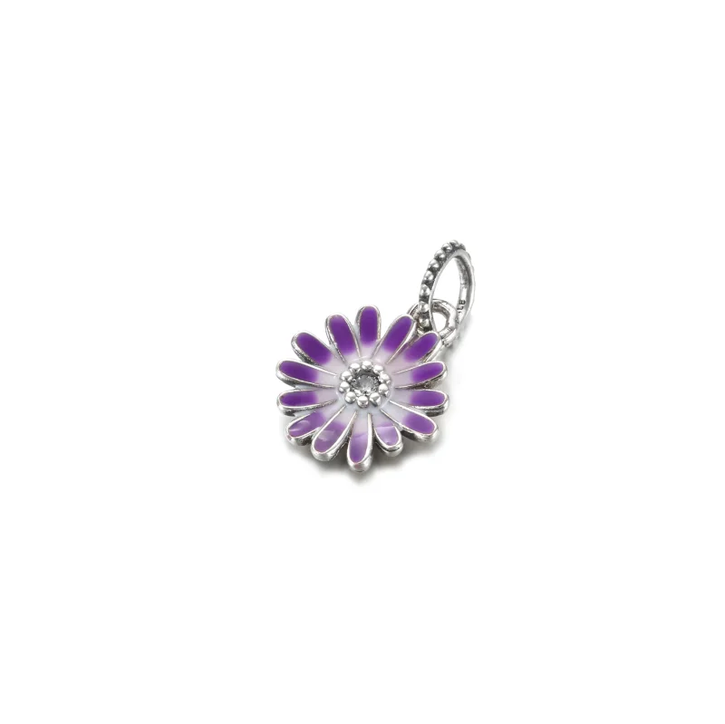 (image for) PANDORA Purple Daisy Dangle Charm - 798771C01 - View 3