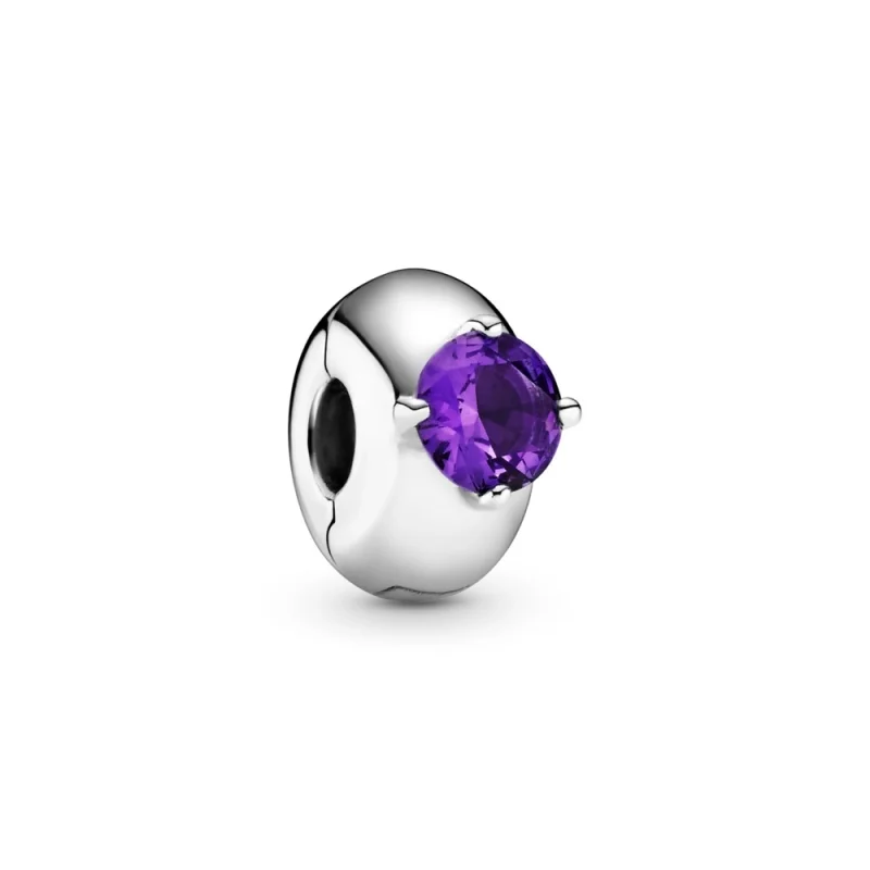 (image for) PANDORA Purple Round Solitaire Clip Charm - 799204C02 - Product Image