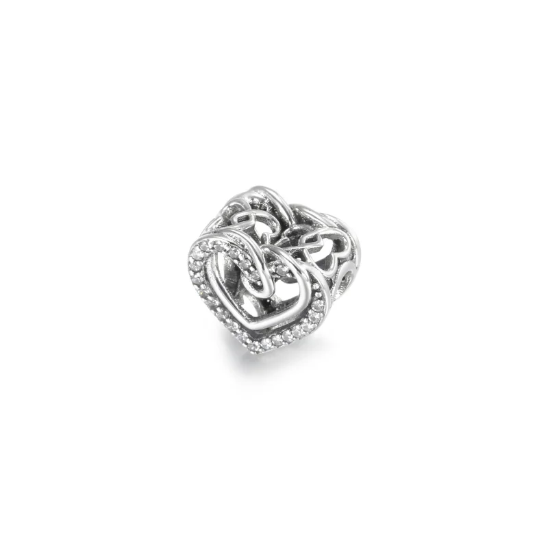 (image for) PANDORA Sparkling Entwined Hearts Charm - 799270C01 - View 2