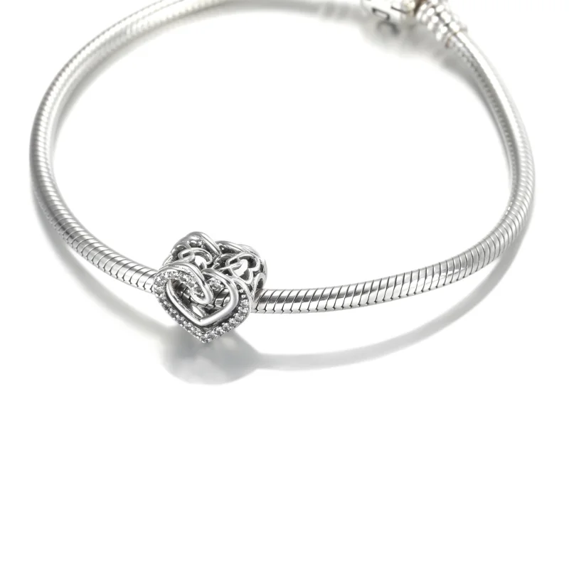 (image for) PANDORA Sparkling Entwined Hearts Charm - 799270C01 - View 5