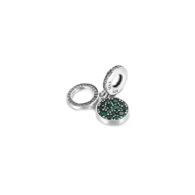 PANDORA Sparkling Green Disc Double Dangle Charm - 799186C02 PANDORA Sparkling Green Disc Double Dangle Charm - 799186C02
