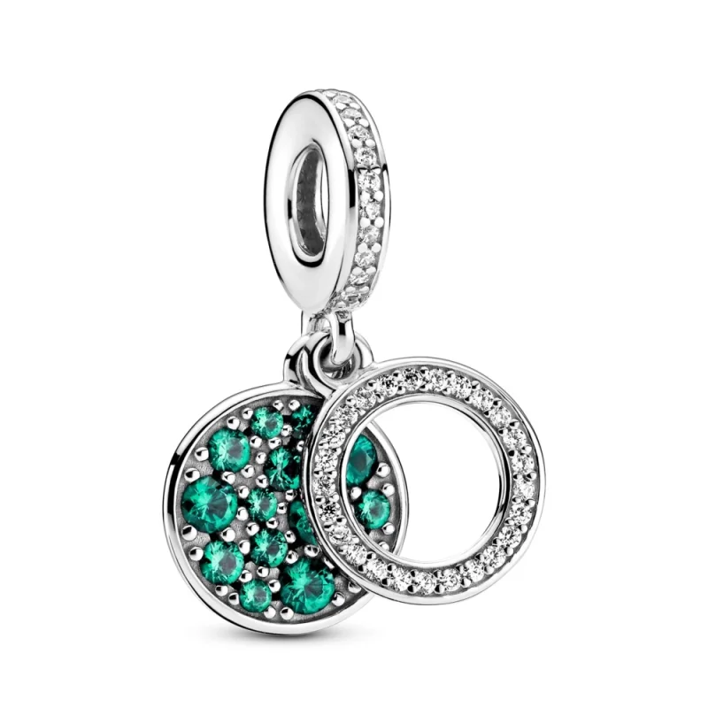 (image for) PANDORA Sparkling Green Disc Double Dangle Charm - 799186C02 - Product Image