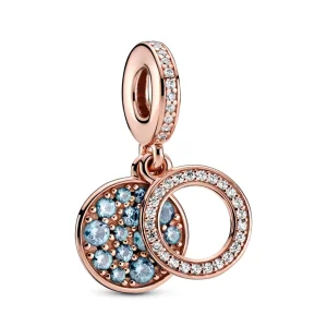 (image for) PANDORA Sparkling Light Blue Disc Double Dangle Charm - 789186C03