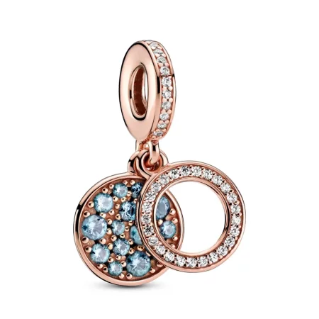 PANDORA Sparkling Light Blue Disc Double Dangle Charm - 789186C03 PANDORA Sparkling Light Blue Disc Double Dangle Charm - 789186C03