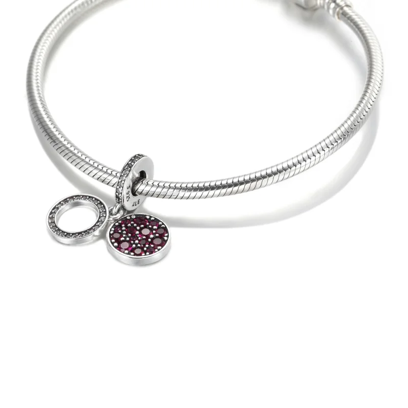 (image for) PANDORA Sparkling Red Disc Double Dangle Charm - 799186C03 - View 5