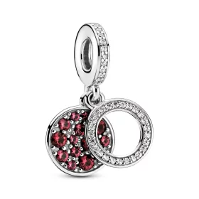 PANDORA Sparkling Red Disc Double Dangle Charm - 799186C03 PANDORA Sparkling Red Disc Double Dangle Charm - 799186C03