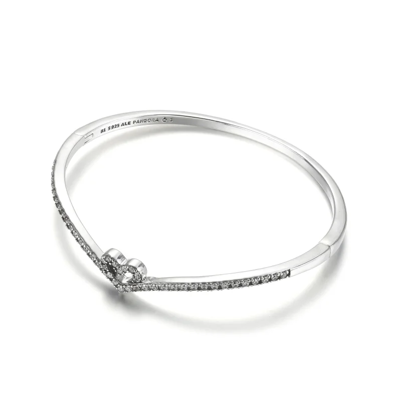 (image for) PANDORA Sparkling Wishbone Heart Bangle - 599297C01 - View 2