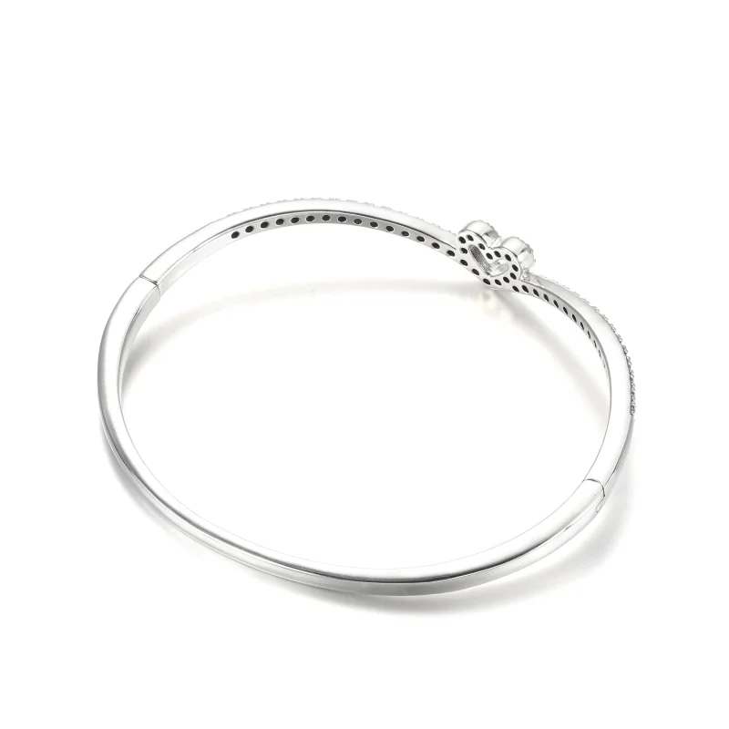 (image for) PANDORA Sparkling Wishbone Heart Bangle - 599297C01 - View 3