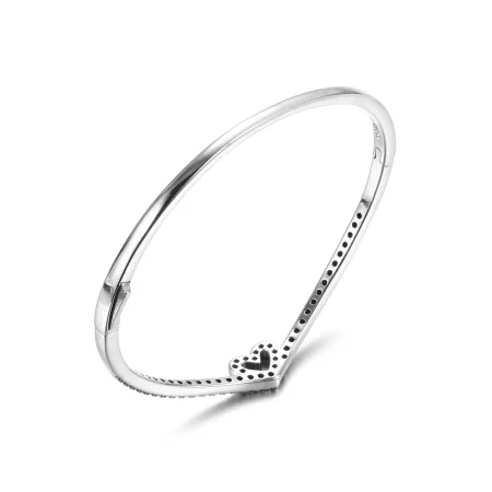 PANDORA Sparkling Wishbone Heart Bangle - 599297C01