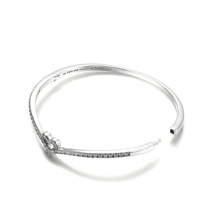 (image for) PANDORA Sparkling Wishbone Heart Bangle - 599297C01 - View 5