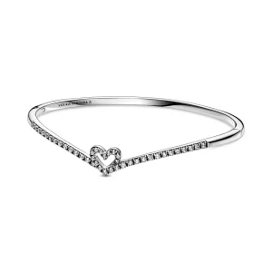 (image for) PANDORA Sparkling Wishbone Heart Bangle - 599297C01