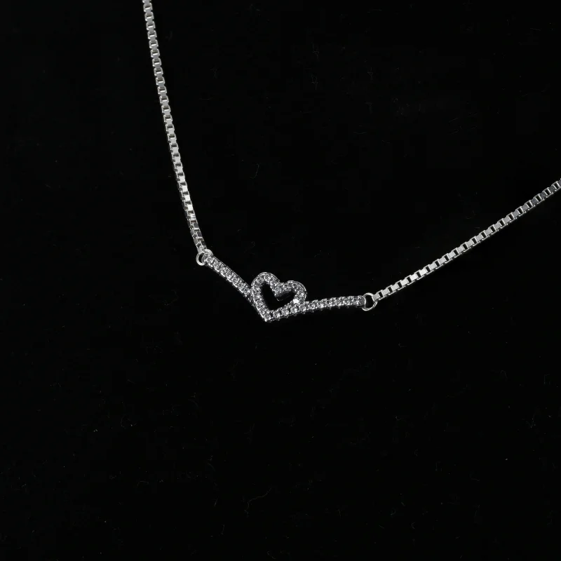 (image for) PANDORA Sparkling Wishbone Heart Collier Necklace - 399273C01 - View 6