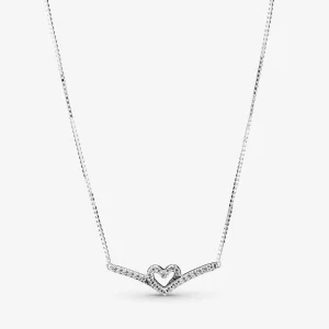 (image for) PANDORA Sparkling Wishbone Heart Collier Necklace - 399273C01