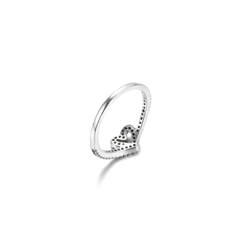 (image for) PANDORA Sparkling Wishbone Heart Ring - 199302C01 - View 5