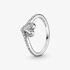 PANDORA Sparkling Wishbone Heart Ring - 199302C01 PANDORA Sparkling Wishbone Heart Ring - 199302C01