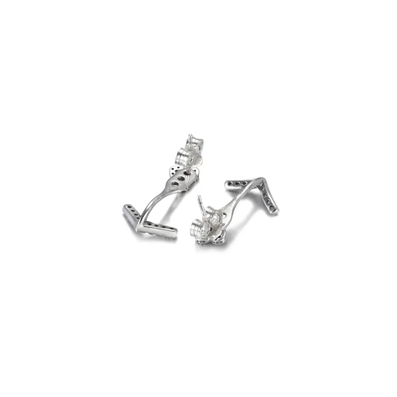 (image for) PANDORA Sparkling Wishbone Heart Stud Earrings - 299280C01 - View 5