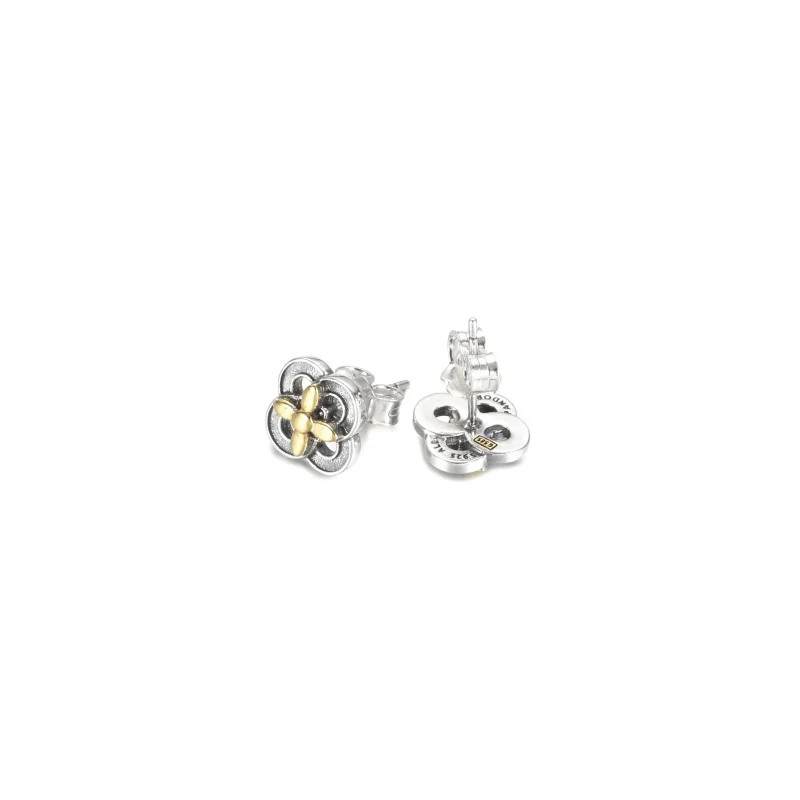 (image for) PANDORA Two-tone Flower Stud Earrings - 299349C00 - View 5