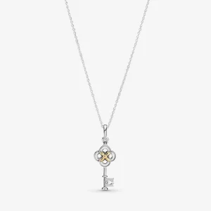 (image for) PANDORA Two-tone Key & Flower Necklace - 399339C01