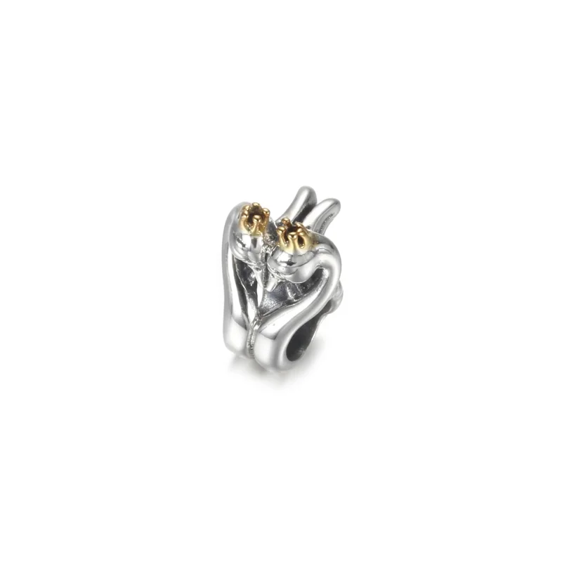 (image for) PANDORA Two-tone Swans & Heart Charm - 799315C00 - View 2