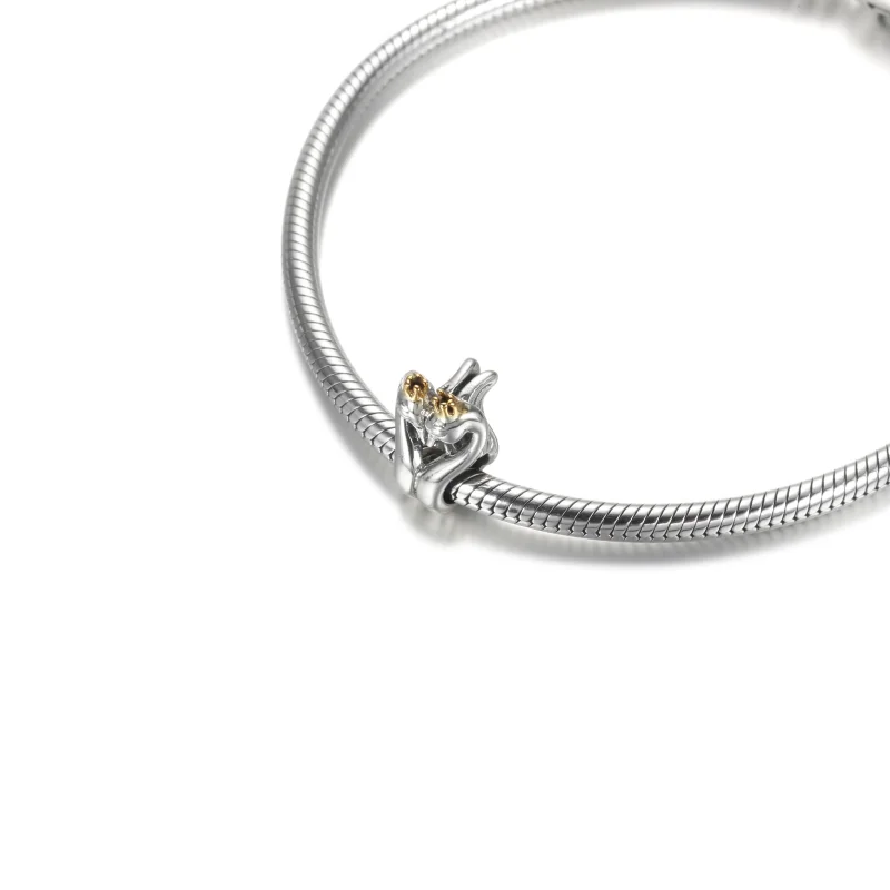 (image for) PANDORA Two-tone Swans & Heart Charm - 799315C00 - View 5