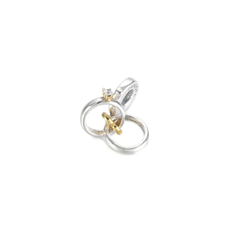 (image for) PANDORA Two-tone Wedding Rings Dangle Charm - 799319C01 - View 2