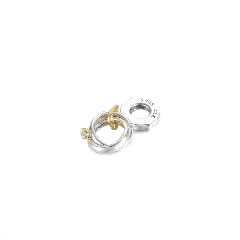 (image for) PANDORA Two-tone Wedding Rings Dangle Charm - 799319C01 - View 3
