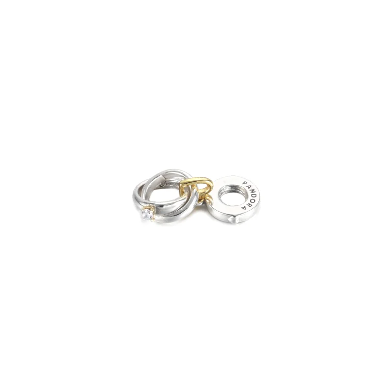(image for) PANDORA Two-tone Wedding Rings Dangle Charm - 799319C01 - View 4