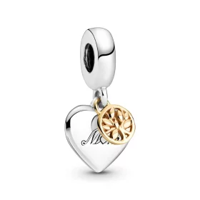PANDORA Two-tone Family Tree & Heart Dangle Charm - 799366C00 PANDORA Two-tone Family Tree & Heart Dangle Charm - 799366C00
