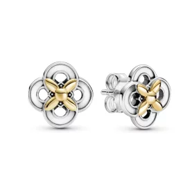 PANDORA Two-tone Flower Stud Earrings - 299349C00 PANDORA Two-tone Flower Stud Earrings - 299349C00