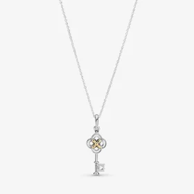 PANDORA Two-tone Key & Flower Necklace - 399339C01 PANDORA Two-tone Key & Flower Necklace - 399339C01