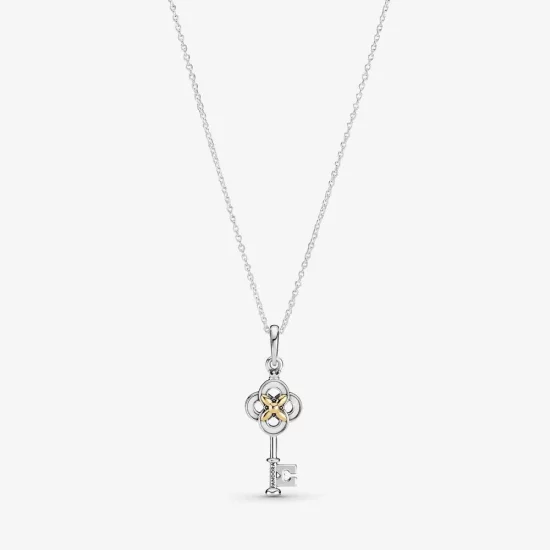 PANDORA Two-tone Key & Flower Necklace - 399339C01