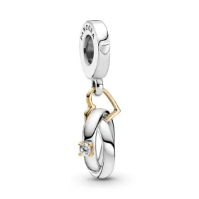 PANDORA Two-tone Wedding Rings Dangle Charm - 799319C01 PANDORA Two-tone Wedding Rings Dangle Charm - 799319C01