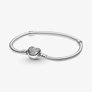 (image for) Disney Pandora Moments Mickey Mouse Heart Clasp Snake Chain Bracelet - 599299C01