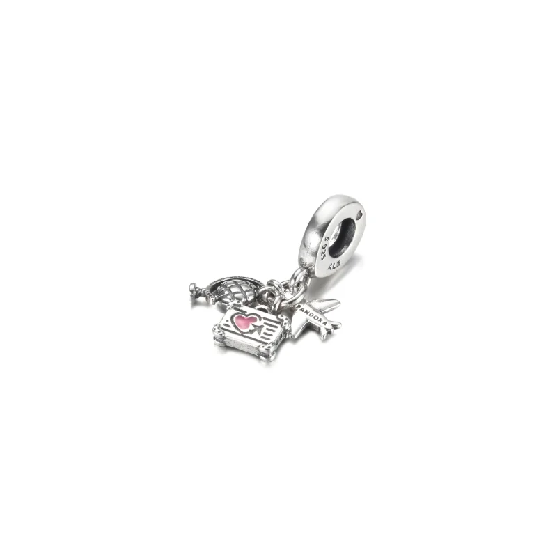 (image for) PANDORA Airplane, Globe & Suitcase Dangle Charm - 799435C01 - View 2