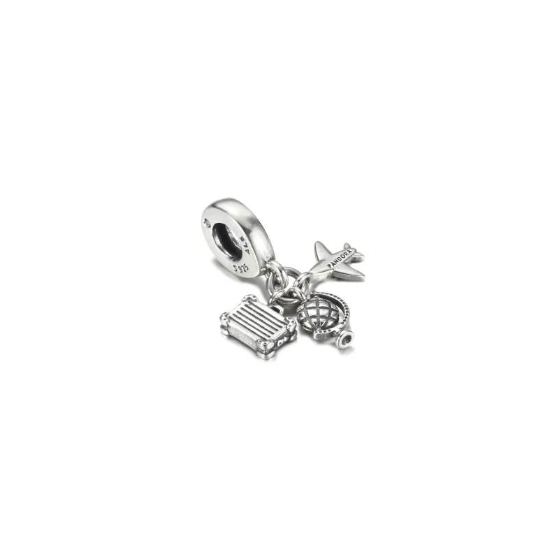 (image for) PANDORA Airplane, Globe & Suitcase Dangle Charm - 799435C01 - View 3