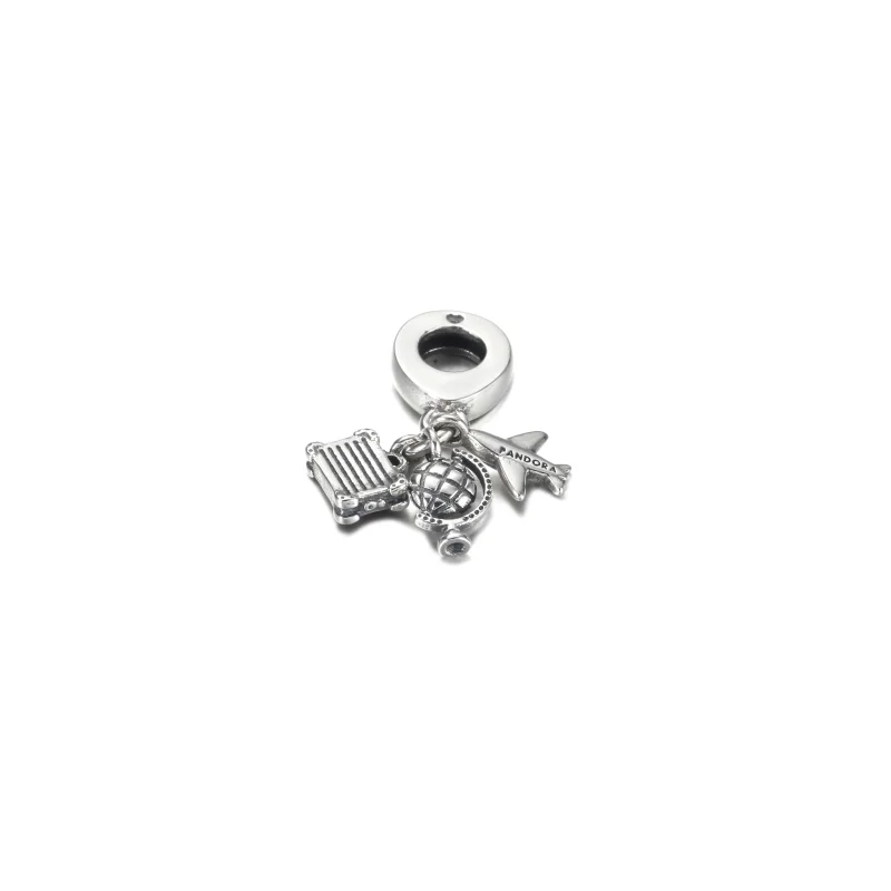(image for) PANDORA Airplane, Globe & Suitcase Dangle Charm - 799435C01 - View 4
