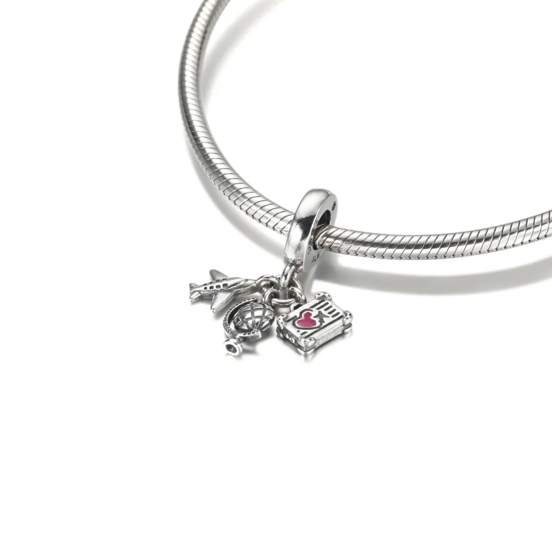 (image for) PANDORA Airplane, Globe & Suitcase Dangle Charm - 799435C01 - View 5