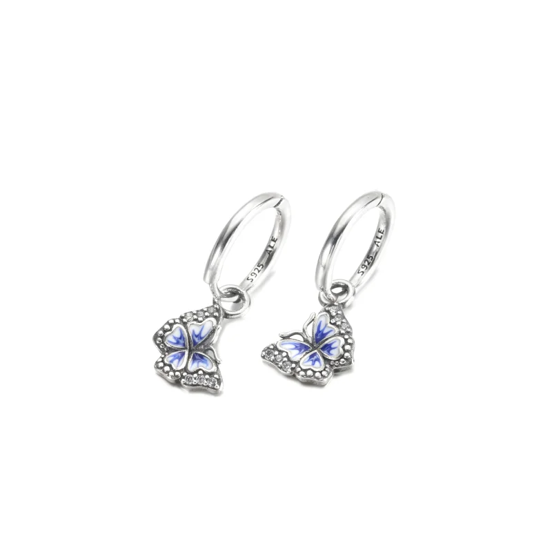 (image for) PANDORA Blue Butterfly Hoop Earrings - 290778C01 - View 2