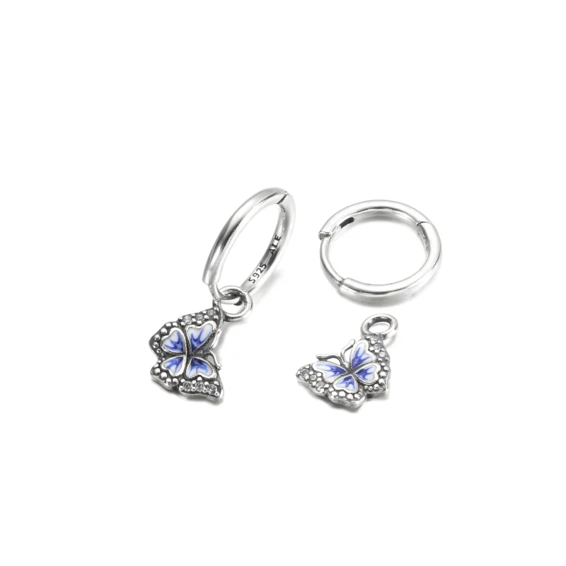 (image for) PANDORA Blue Butterfly Hoop Earrings - 290778C01 - View 3