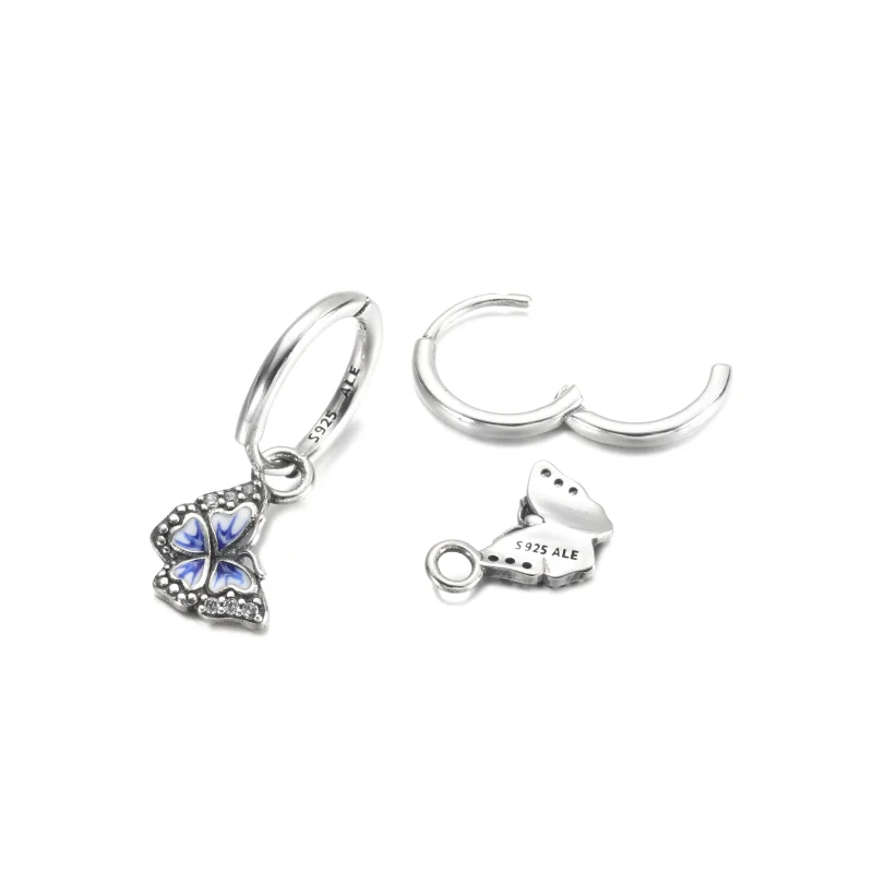 (image for) PANDORA Blue Butterfly Hoop Earrings - 290778C01 - View 4