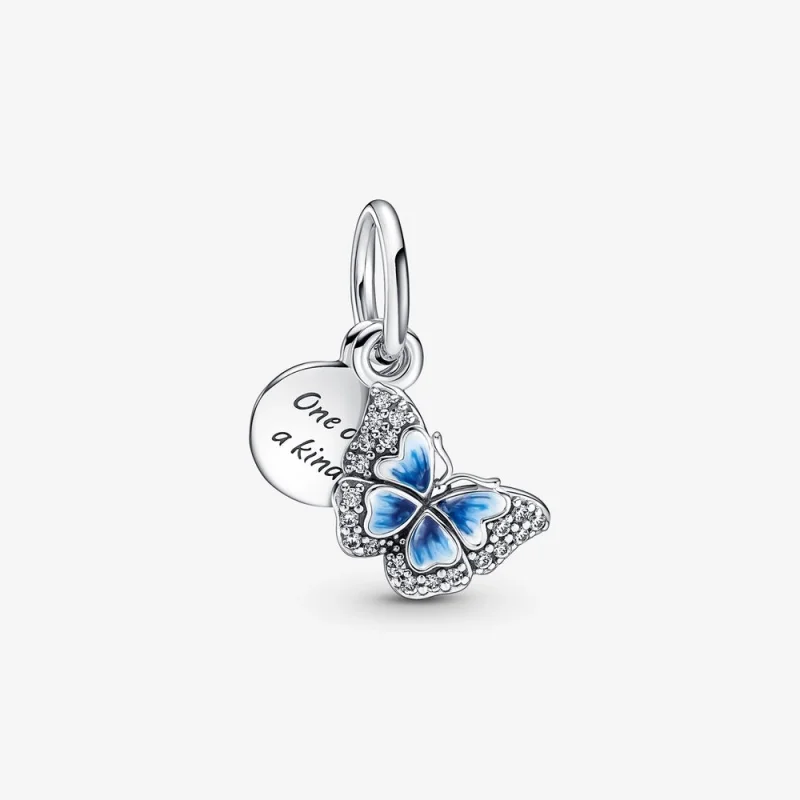 (image for) PANDORA Blue Butterfly & Quote Double Dangle Charm - 790757C01 - Product Image